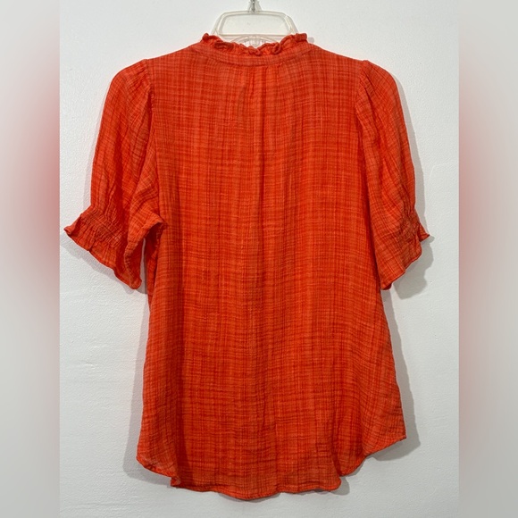 APIECE APART Los Altos Ruffled Cotton Voile Blouse Orange Small Cottage Core - Picture 12 of 12